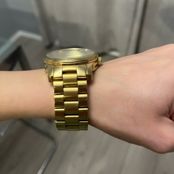 Michael Kors Gold Watch With Orange and White Crystal Face - Picture 4 of 4